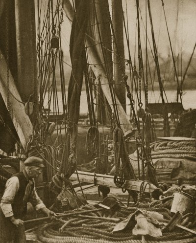 At the foot of the mast on a Thames Barge by English Photographer